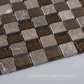 Brown Square Marble Mixed Glass Mosaic Tiles For Bathroom